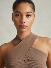 Reiss Neutral Darla Ribbed Cross-Over Vest - Image 4 of 6