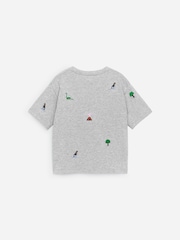 ARKET Grey Embroidered T-Shirt - Image 3 of 3