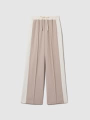 Reiss Natural May Wide Petite Wide Leg Contrast Stripe Drawstring Trousers - Image 2 of 7