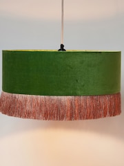 Oliver Bonas Green Ero Velvet Tassel Pendant Lamp Shade - Image 2 of 4