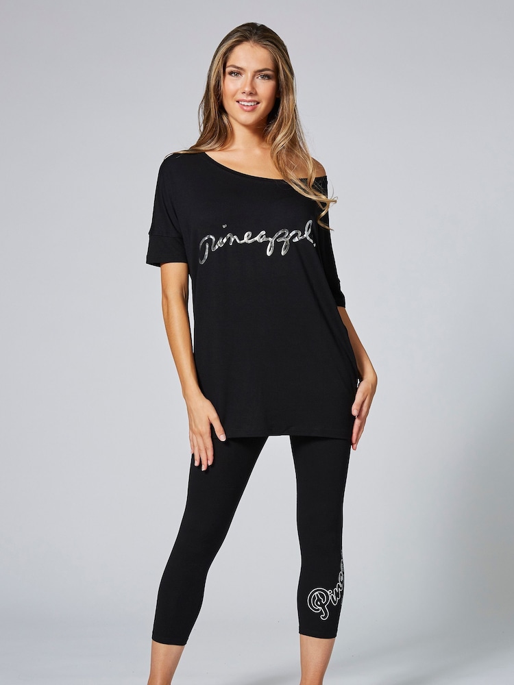 Pineapple Black Loose Fit Jersey T-Shirt - Image 1 of 6