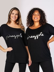 Pineapple Black Loose Fit Jersey T-Shirt - Image 3 of 6