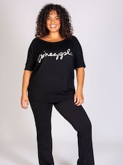 Pineapple Black Loose Fit Jersey T-Shirt - Image 5 of 6
