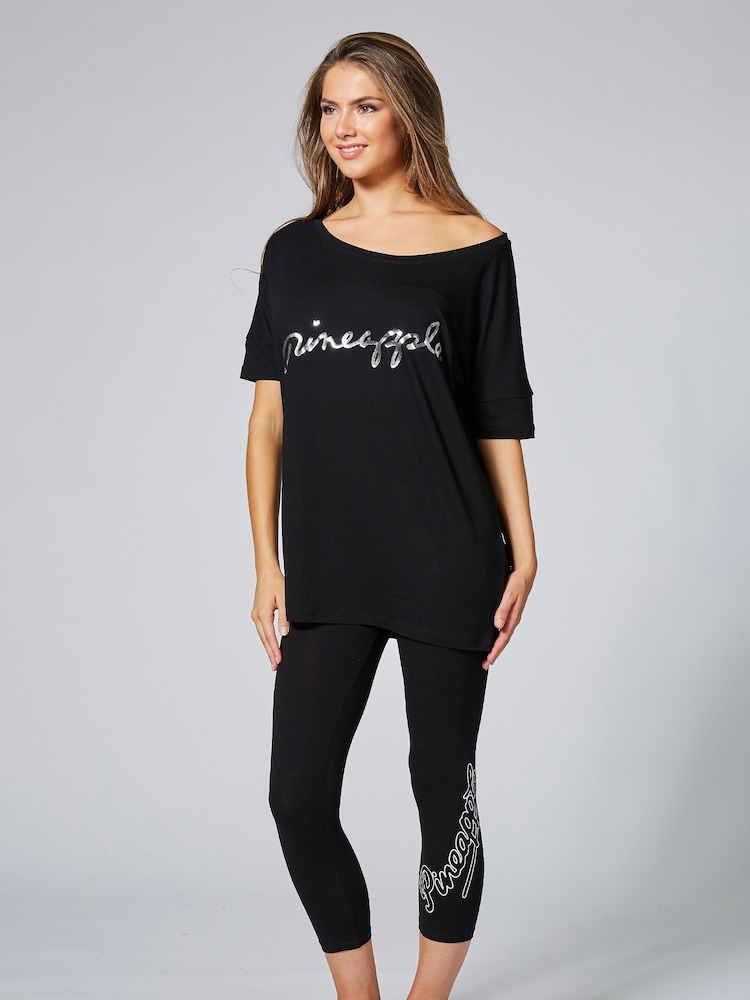 Pineapple Black Loose Fit Jersey T-Shirt - Image 6 of 6