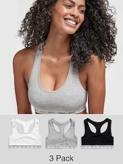 Black/Grey Marl/White Cotton Ultimate Comfort Crop Tops 3 Pack - Image 1 of 10