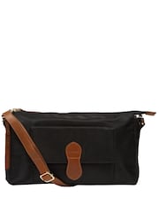 Pure Luxuries London Black/Brown 'Margaux'  Canvas & Leather Cross-Body Bag - Image 3 of 6