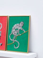 Oliver Bonas Green Beaded Monkey Framed Wall Art - Image 2 of 3