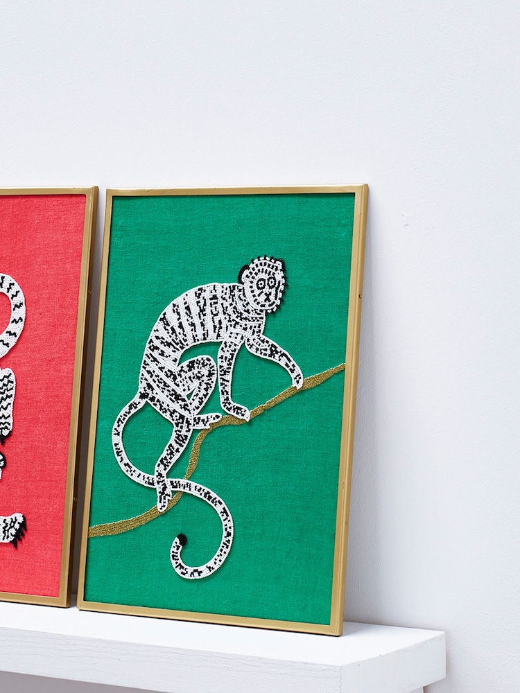 Oliver Bonas Green Beaded Monkey Framed Wall Art - Image 2 of 3 Oliver Bonas Green Beaded Monkey Framed Wall Art - Image 2 of 3