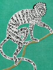 Oliver Bonas Green Beaded Monkey Framed Wall Art - Image 3 of 3