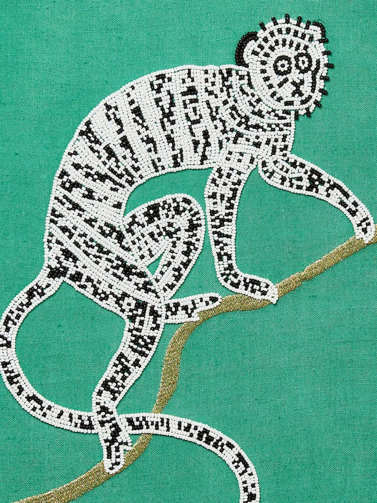 Oliver Bonas Green Beaded Monkey Framed Wall Art - Image 3 of 3 Oliver Bonas Green Beaded Monkey Framed Wall Art - Image 3 of 3