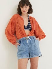 FatFace Blue Ashby Pull-On Denim Shorts - Image 1 of 4