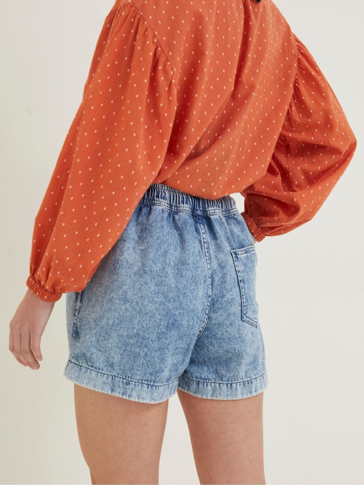 FatFace Blue Ashby Pull-On Denim Shorts - Image 2 of 4
