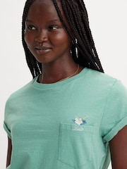 Levi's® Hibiscus Peek Beryl Green DR Margot Pocket 100% Cotton T-Shirt - Image 3 of 6