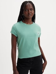 Levi's® Hibiscus Peek Beryl Green DR Margot Pocket 100% Cotton T-Shirt - Image 4 of 6