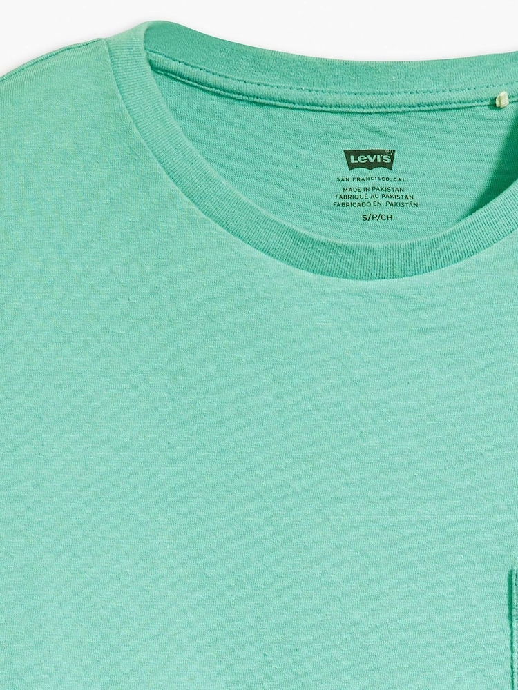 Levi's® Hibiscus Peek Beryl Green DR Margot Pocket 100% Cotton T-Shirt - Image 6 of 6