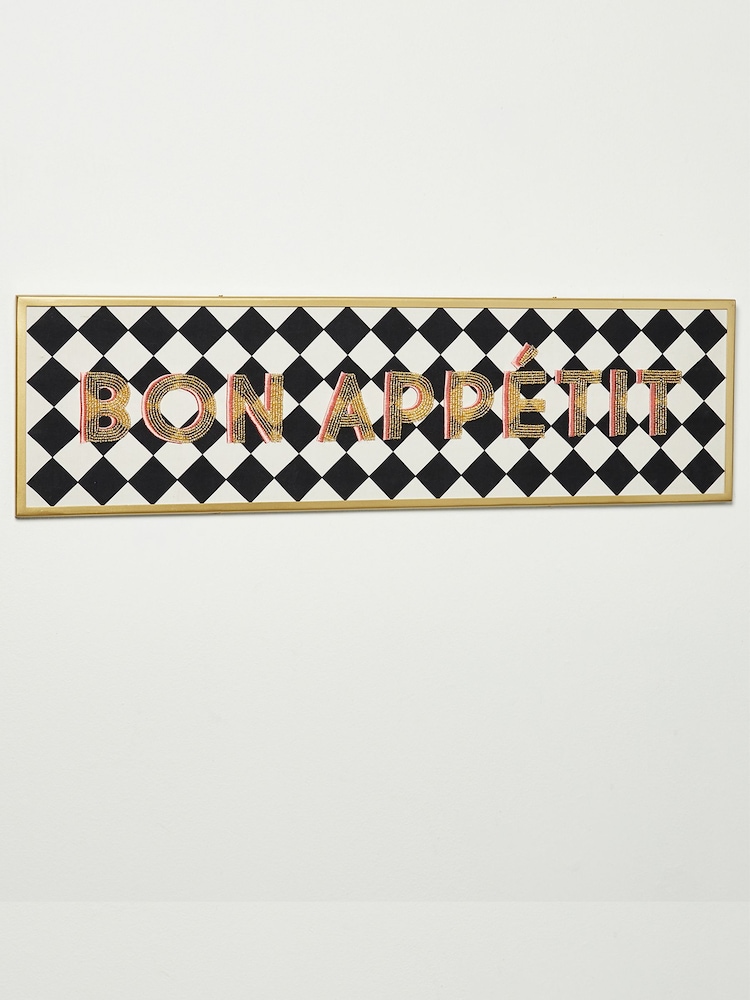 Oliver Bonas Gold Bon Appetite Beaded Framed Wall Art - Image 2 of 4