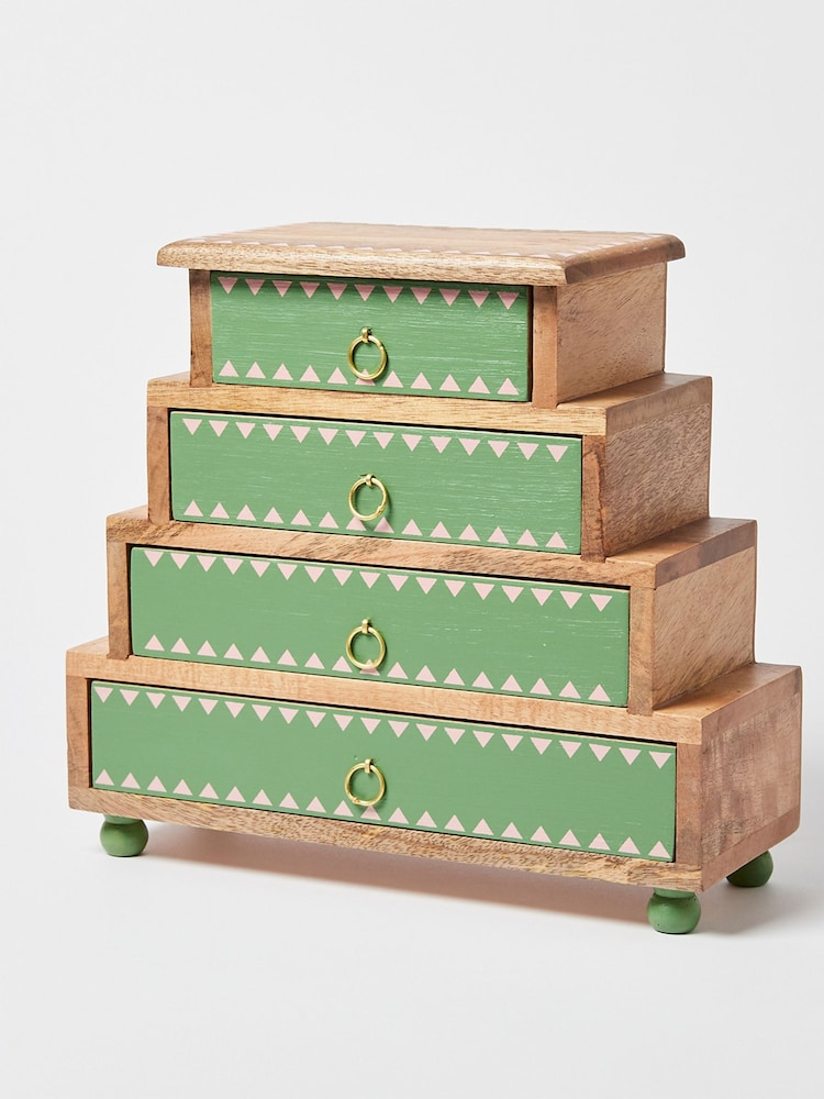 Oliver Bonas Green Hand Painted Wooden Storage Drawers - Image 1 of 4