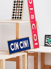 Oliver Bonas Blue Cin Cin Embroidered Framed Wall Art - Image 2 of 3