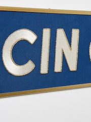 Oliver Bonas Blue Cin Cin Embroidered Framed Wall Art - Image 3 of 3