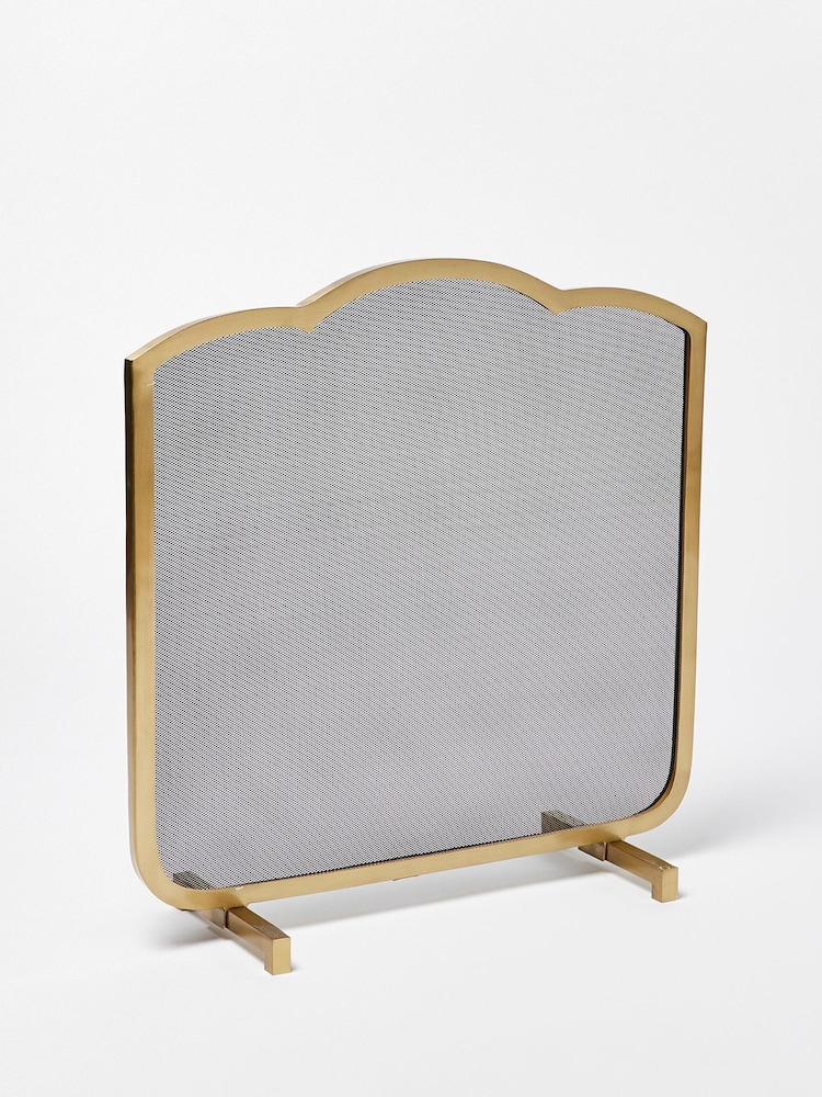 Oliver Bonas Gold Metal Oba Fire Screen - Image 1 of 3 Oliver Bonas Gold Metal Oba Fire Screen - Image 1 of 3
