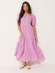 PixieGirl Petite Pink Spot Tiered Maxi Dress - Image 2 of 5