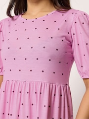 PixieGirl Petite Pink Spot Tiered Maxi Dress - Image 4 of 5