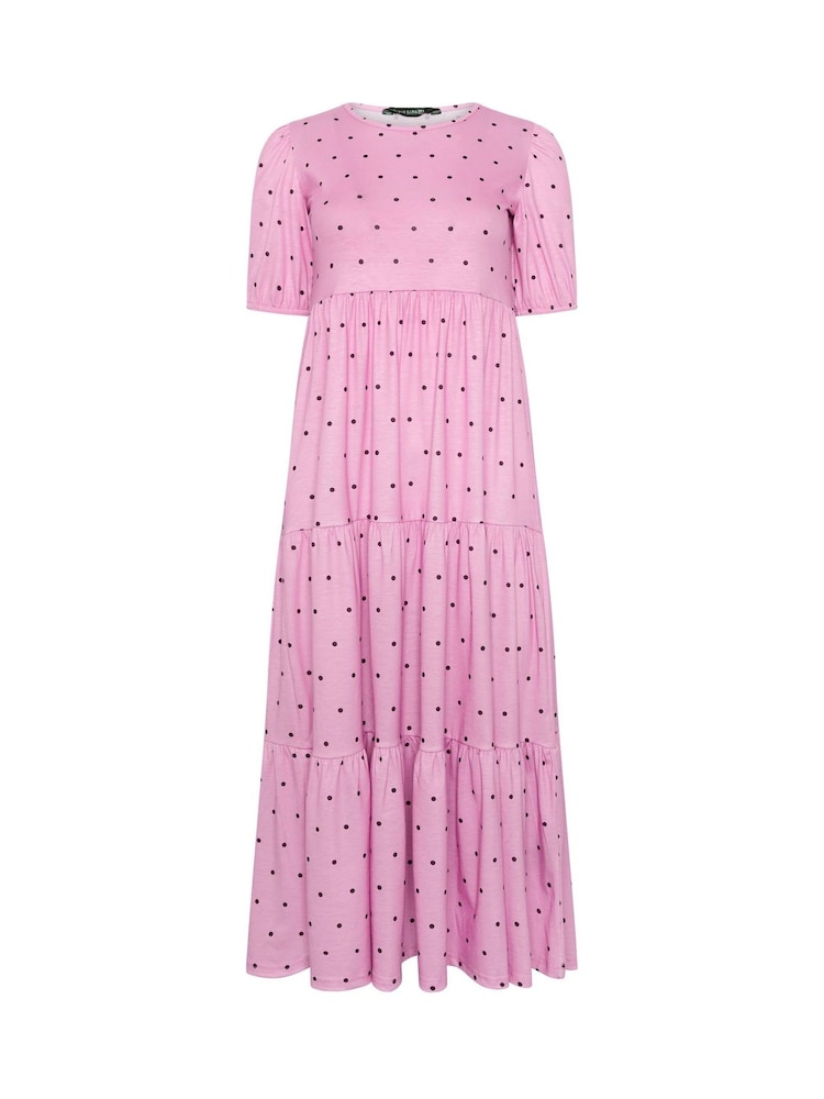 PixieGirl Petite Pink Spot Tiered Maxi Dress - Image 5 of 5 PixieGirl Petite Pink Spot Tiered Maxi Dress - Image 5 of 5