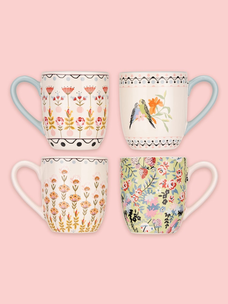 Cath Kidston Set of 4 Cream Breakfast Mugs - Image 1 of 4