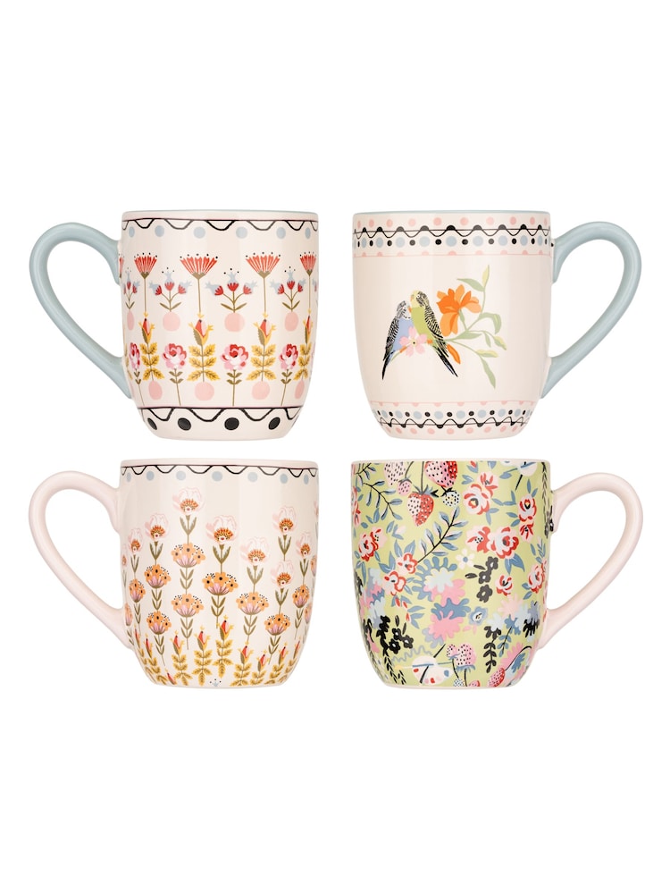 Cath Kidston Set of 4 Cream Breakfast Mugs - Image 2 of 4