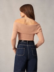Ro&Zo Knit Bardot Brown Top - Image 2 of 6