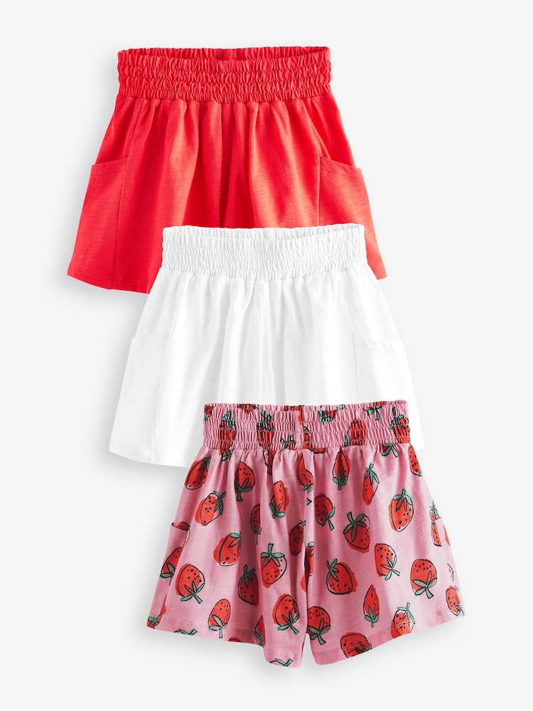 Rot/Weiß/Erdbeere - Shorts im 3er-Pack aus 100 % Baumwolle (3–16 Jahre) - Bild 1 von 5