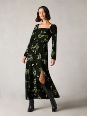Ro&Zo Mini Rose Printed Square Neck Midi Dress - Image 1 of 8