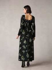 Ro&Zo Mini Rose Printed Square Neck Midi Dress - Image 2 of 8