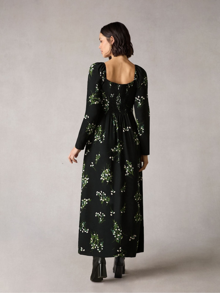 Ro&Zo Mini Rose Printed Square Neck Midi Dress - Image 2 of 8