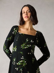 Ro&Zo Mini Rose Printed Square Neck Midi Dress - Image 4 of 8