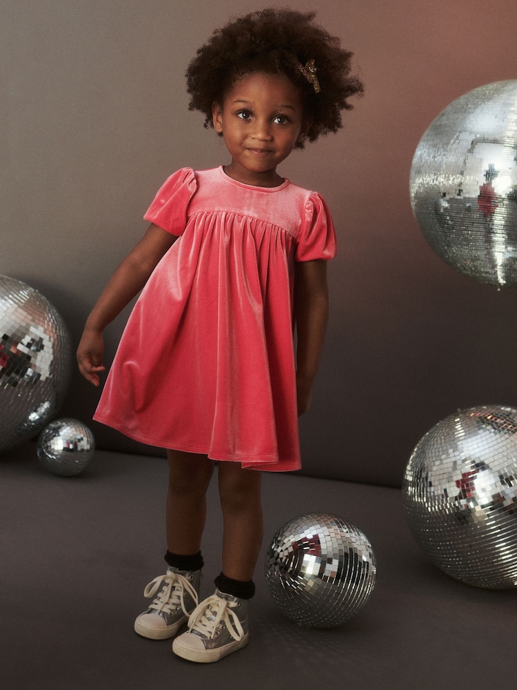 Pink - Partykleid aus Samt mit Puffärmeln (3 Monate bis 10 Jahre) - Bild 1 von 6 Pink - Partykleid aus Samt mit Puffärmeln (3 Monate bis 10 Jahre) - Bild 1 von 6