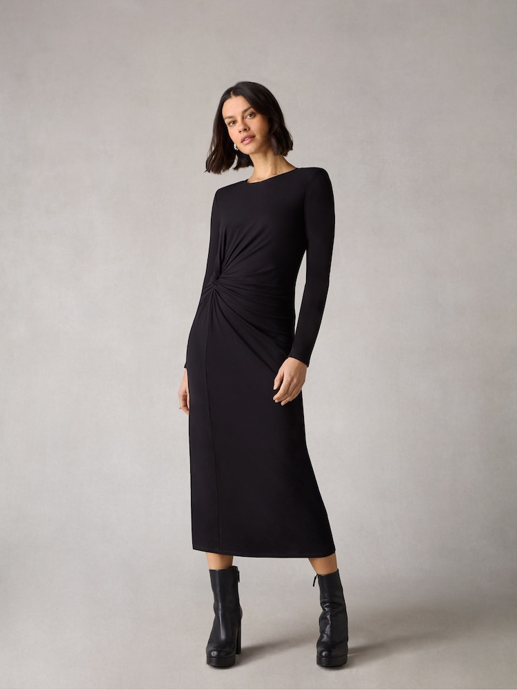 RO&Zo Petite Twist Detail Jersey Dress - Image 1 of 5 RO&Zo Petite Twist Detail Jersey Dress - Image 1 of 5
