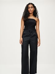 Black Wide Leg Cargo Trousers - Image 1 of 7
