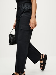 Black Wide Leg Cargo Trousers - Image 3 of 7
