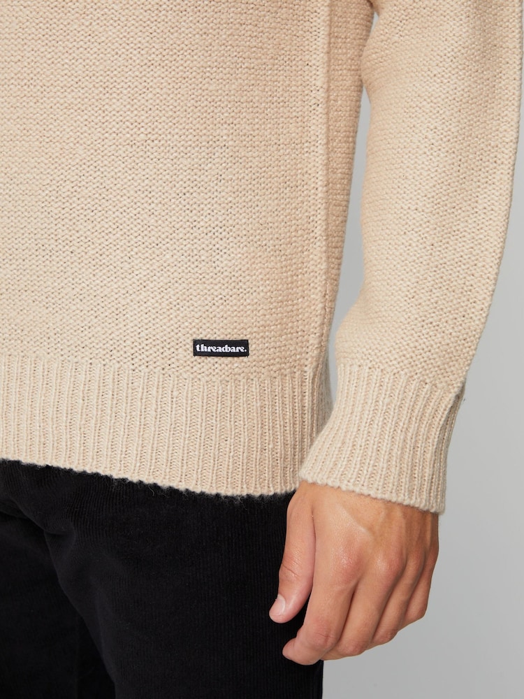 Threadbare Natural Crew Neck Raglan Sleeve Knitted Jumper - Image 5 of 5