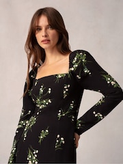 Ro&Zo Mini Rose Printed Square Neck Midi Dress - Image 3 of 8