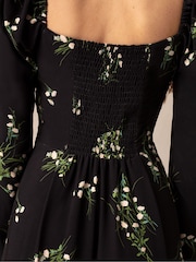 Ro&Zo Mini Rose Printed Square Neck Midi Dress - Image 6 of 8