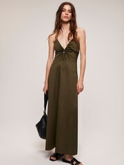 Mint Velvet Khaki Green Cutout Maxi Dress - Image 3 of 8