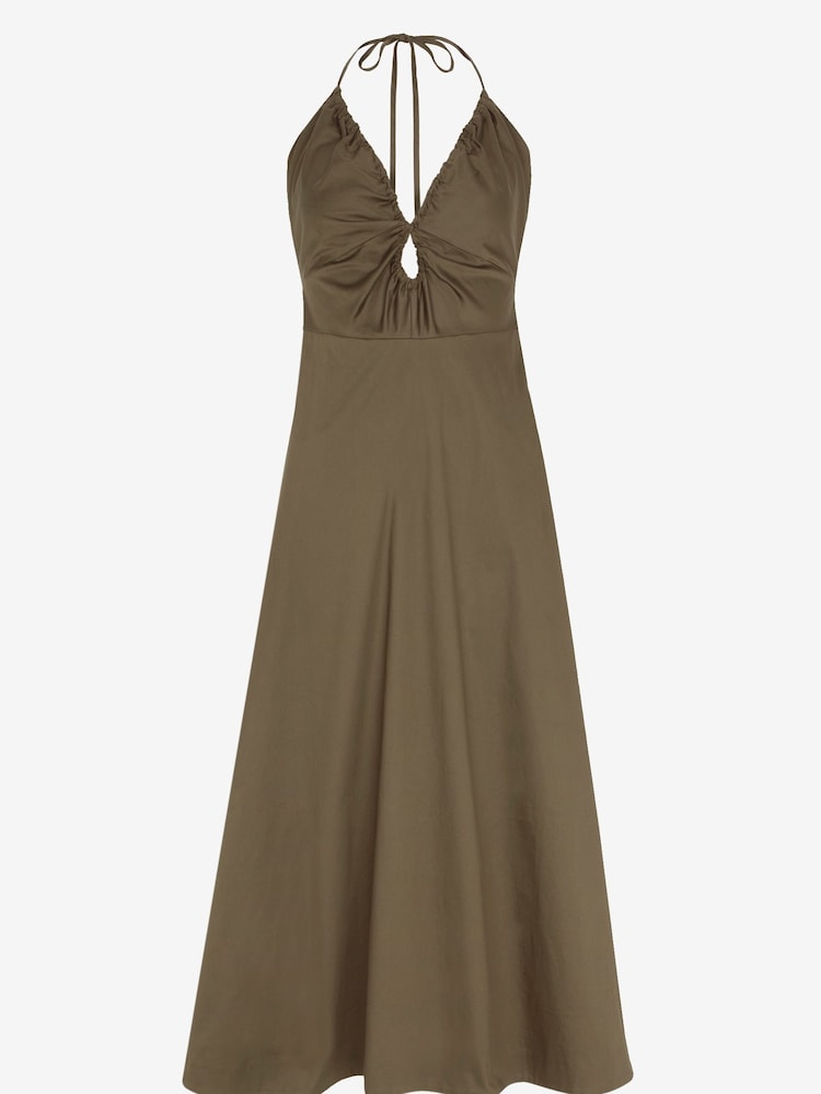 Mint Velvet Khaki Green Cutout Maxi Dress - Image 7 of 8