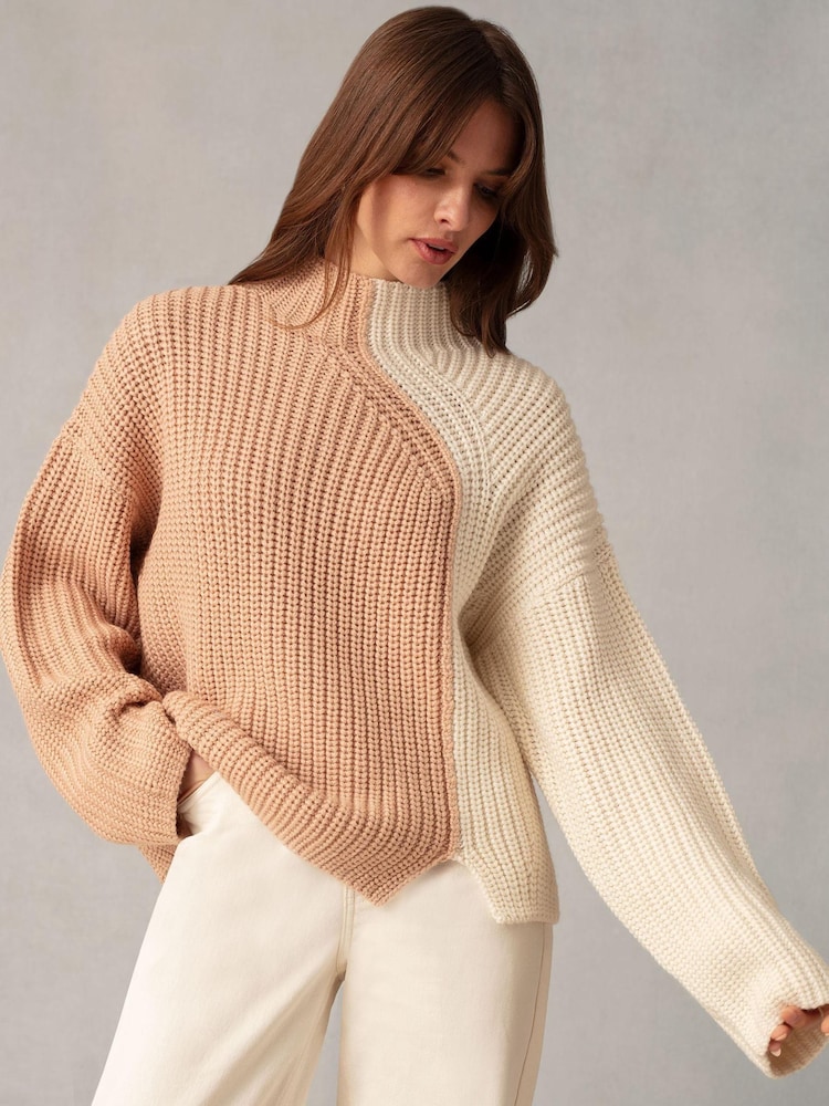 Ro&Zo Cream Two Tone Jumper - Image 1 of 8