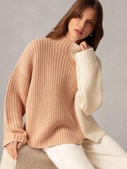 Ro&Zo Cream Two Tone Jumper - Image 3 of 8