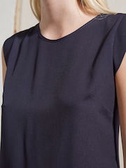 Azul - Camiseta lisa con mangas casquillo y hombros cubiertos Polly de French Connection - Imagen 4 de 4