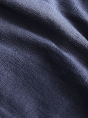 Navy Blue Linen Blend Wide Leg Trousers - Image 9 of 9