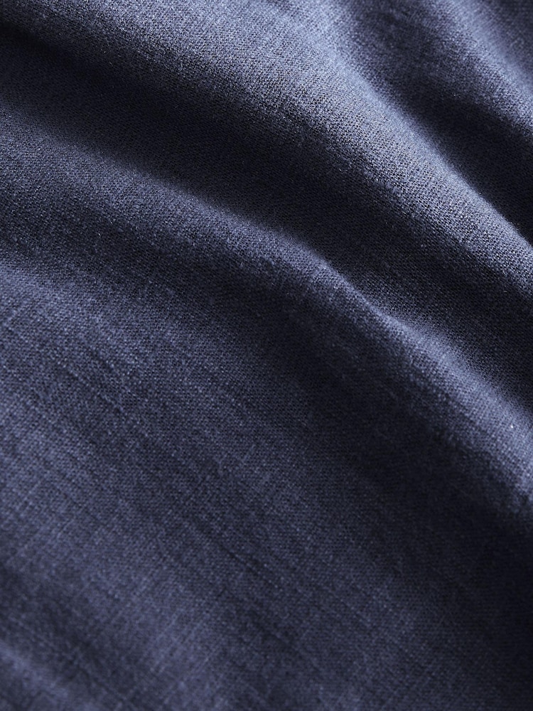 Navy Blue Linen Blend Wide Leg Trousers - Image 9 of 9