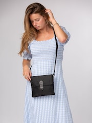 Pure Luxuries London Black 'Alizee' Canvas & Leather Cross-Body Bag - Image 1 of 6